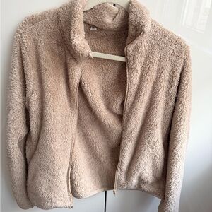 Uniqlo Plush Zip-Up Jacket - Light Beige